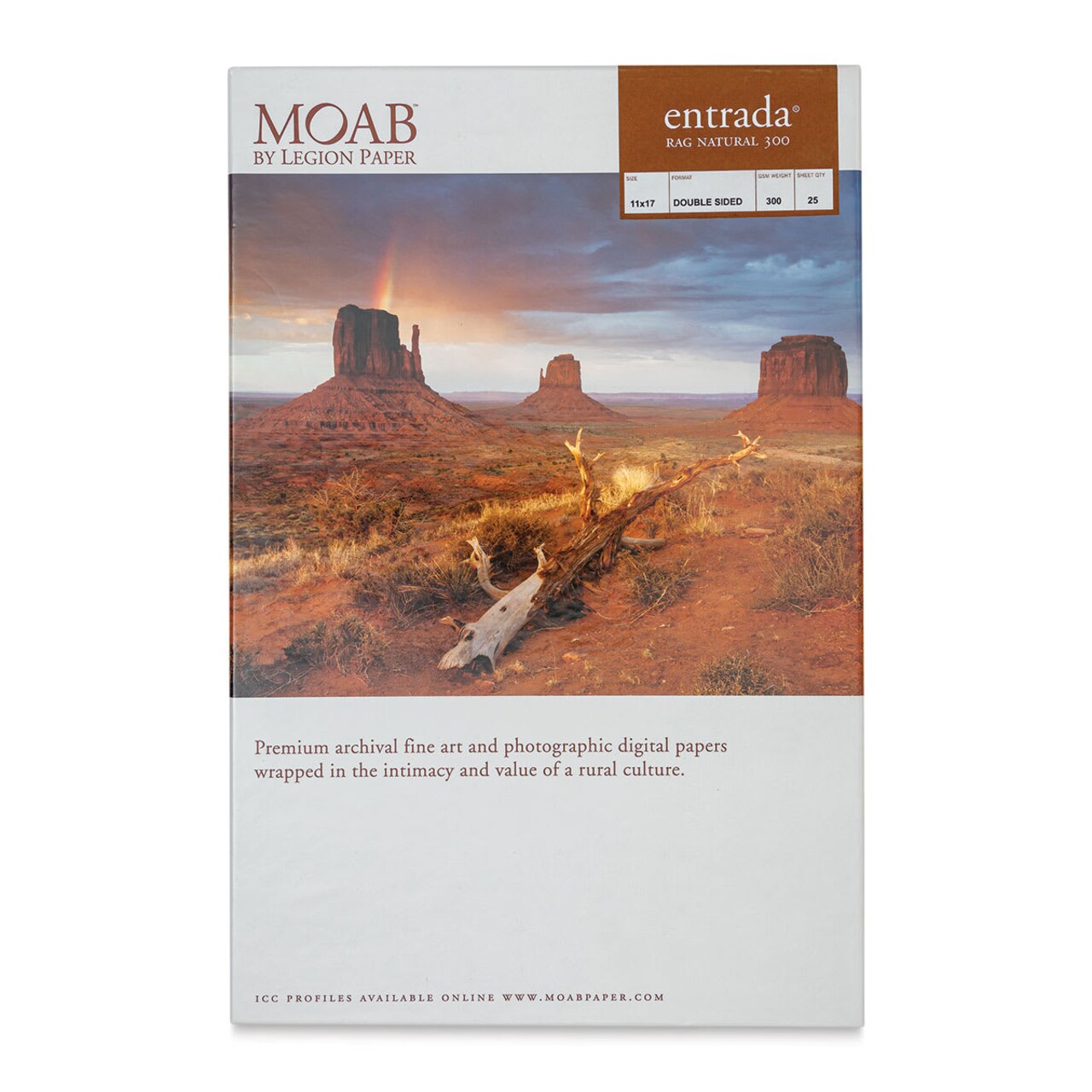 Legion Moab Entrada Digital Rag Paper - 11" x 17", Natural, 300 gsm, Pkg of 25